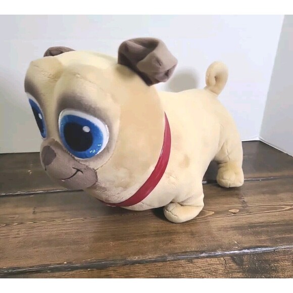 Disney Store Tan Plush 12" Puppy Dog Pals Rolly Pug Stuffed Animal Toy Puppy Pal - Picture 1 of 5